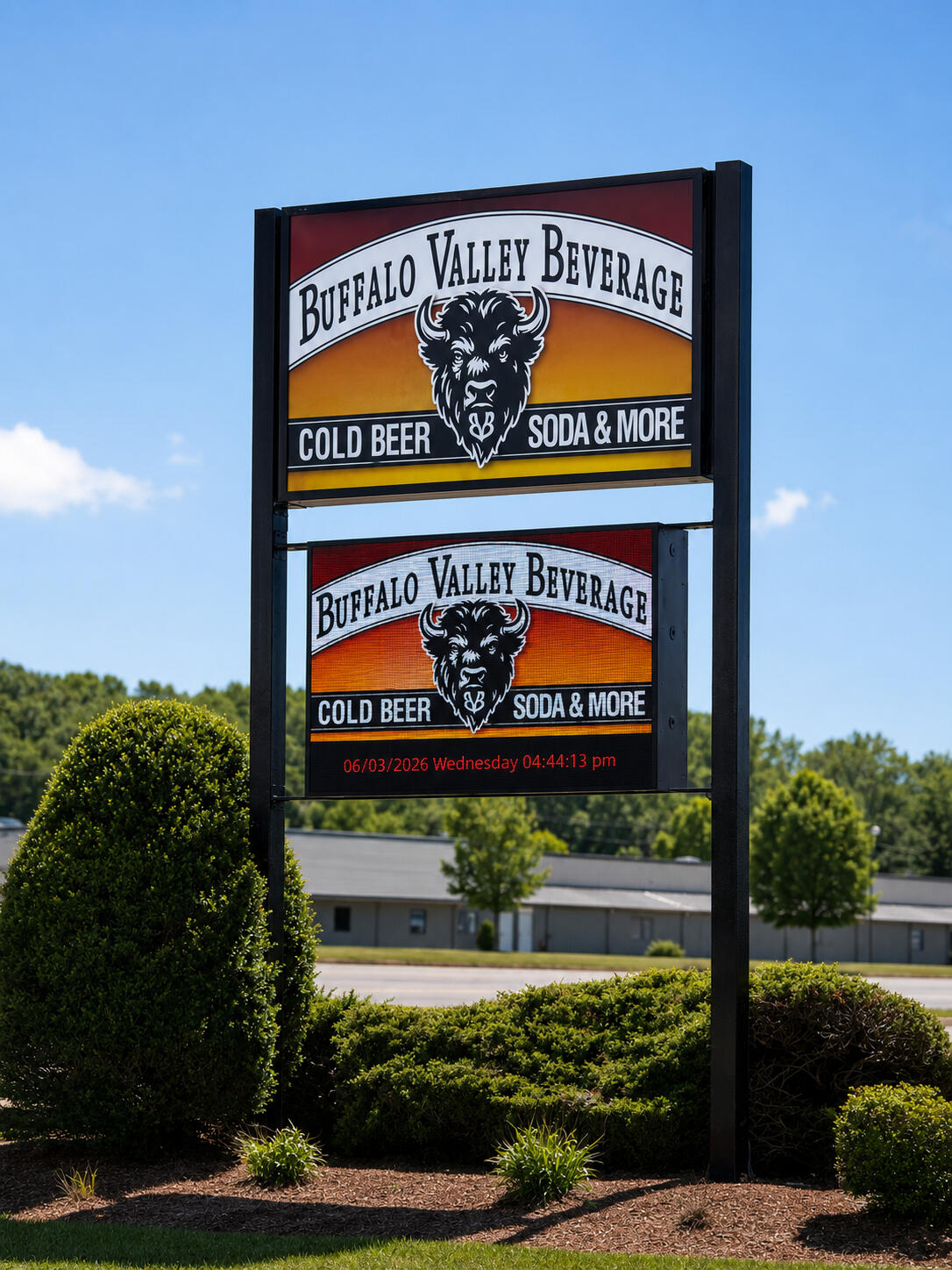 Buffalo Valley Beverage Sign Exterior view of Buffalo Valley Beverage sign in Mifflinburg, Pennsylvania.